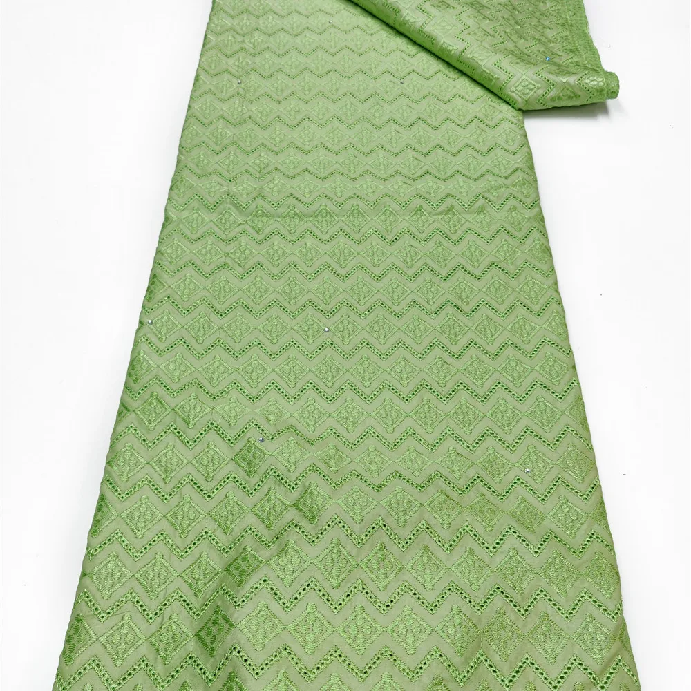 Telas verdes de encaje de algodón para hombre, velo suizo de alta calidad, 5 yardas, fiesta de boda, 2022