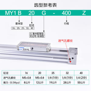 Table Coulissante à Cylindre Sans Tige de Type SMC Nouveau Modèle a L Z MY1B16G-400/500/600 Transporteur Pneumatique Industriel à Air - Product Image 3