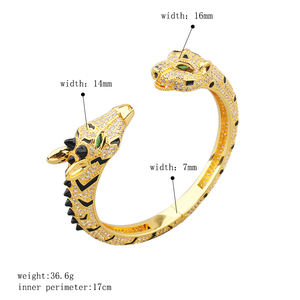 LX0550 2024 Nouveau <span class=keywords><strong>bracelet</strong></span> plaqué or 18 carats avec tête de léopard <span class=keywords><strong>Bracelet</strong></span> en laiton avec zircon et <span class=keywords><strong>girafe</strong></span> - Product Image 6