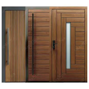 Luxury House Villa Pivot Wood Doors Modern Exterior Solid Wood Front Doors Aluminium Security Main Doors Residential