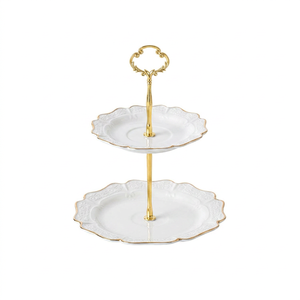 Support à gâteau rotatif en aluminium fait main, moderne, à 2 niveaux, détachable, pour cupcakes, desserts, fruits, pour mariage - Product Image 1