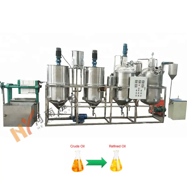 Eficiente máquina de refinación de aceite comestible crudo por lotes, maquinaria de refinería de aceite de girasol de Palma de soja