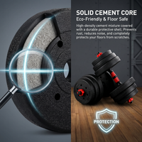 Ensemble d'haltères réglables en ciment avec colliers de verrouillage à rotation rouge pour musculation, entraînement fitness à domicile, haltères personnalisables avec logo