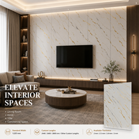 Panneau mural décoratif en PVC brillant MORLENX, imitation marbre veiné or blanc minimaliste, pour intérieur moderne
