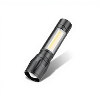 مصباح يدوي صغير بتقنية COB LED قابل لإعادة الشحن عبر USB، مصنوع من سبائك الألومنيوم، مقاوم للماء، قابل للتكبير والتصغير، مناسب للاستخدام الخارجي وحالات الطوارئ
