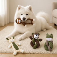 Jouet en peluche pour chien, ours, lapin, paresseux, à nœuds, résistant, pour mâcher, blanc et marron, pour petits et moyens chiens, usage intérieur, vente en gros, OEM