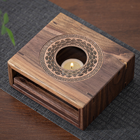 Supports de bougies chauffe-plat carrés en bois de style chinois pour la décoration intérieure de Noël et de Pâques, et chauffe-café et boissons