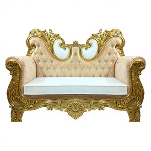 Sofá de Madera de Teca para Bodas Indias, Recubierto en Oro, Ligero, Tamaño Personalizado para Muebles de Escenario para Eventos - Product Image 1