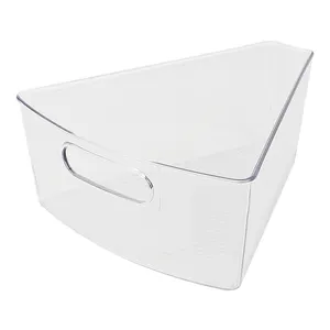 多功能塑料透明厨房食品容器整理器三角形形状冰箱储物盒