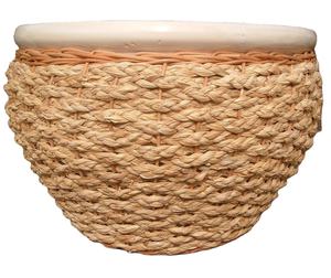 Maceta colgante con diseño de maíz trenzado de cerámica para decoración del hogar, jardín, vegetación, plantación de flores (no recubierta) - Product Image 1