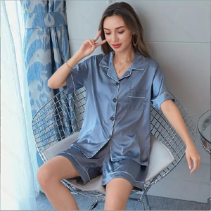 All'ingrosso pigiami estivi per ragazze <span class=keywords><strong>pigiama</strong></span> Set due pezzi <span class=keywords><strong>pigiama</strong></span> raso designer <span class=keywords><strong>pigiama</strong></span> <span class=keywords><strong>pigiama</strong></span> corto <span class=keywords><strong>pigiama</strong></span> donna - Product Image 4