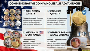 Pièces de collection en métal doré 3D électroplaqué, en relief couleur, édition spéciale 250e anniversaire des États-Unis, avec épingles en émail, en gros - Product Image 6