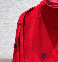Veste Courte en Daim et Peau de Mouton pour Femme, Col Montant, Double Boutonnage, Manteau Court Automne Hiver, Vêtement d'Extérieur, Vente en Gros OEM