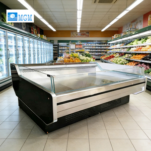 Vitrine Réfrigérée à Rideau d'Air de Qualité Supermarché pour Viande Fraîche avec Éclairage LED, Prix Abordable, Réfrigérateur Ouvert pour Boucheries - Product Image 1