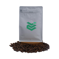 Pochette à café en aluminium sur mesure avec fermeture éclair supérieure - Matériau LLDPE, valve de dégazage, impression en héliogravure pour usage alimentaire et pour animaux de compagnie