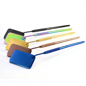 Espejo de pestañas de acero inoxidable, espejo de ojos portátil para extensiones de pestañas, ajustable para verificar fácilmente los suministros de extensión de pestañas - Product Image 1