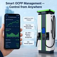 Station de recharge rapide DC commerciale 120 kW pour flotte de véhicules électriques et parking public avec système de paiement par carte de crédit et prise en charge OCPP