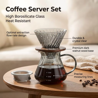 Pichet à café en verre Kingze 600 ml, résistant à la chaleur, pour le café à filtre, pot à café pour le partage, pour la maison, le bureau, le camping