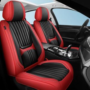 Housse de siège de voiture universelle 5 places en cuir PU et Nappa, style ourlet, avec ajustement OLIVER pour une utilisation quatre saisons - Product Image 1