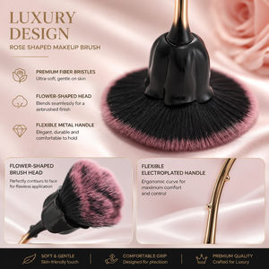 Brocha de Maquillaje Profesional de Lujo en Forma de Rosa con Mango de Plástico, Pelo Sintético de Alta Calidad para Base, Venta al Por Mayor - Product Image 4