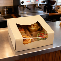Boîte à gâteau et dessert en carton kraft écologique de qualité alimentaire, jetable, avec fenêtre, pour vente à emporter