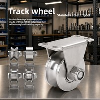 Roue à gorge étroite en acier inoxydable 201 à double roulement pour porte coulissante, avec support triangulaire et rail de guidage