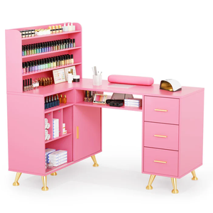 Muebles de Lujo <span class=keywords><strong>para</strong></span> Salón de Uñas, <span class=keywords><strong>Mesa</strong></span> de <span class=keywords><strong>Manicura</strong></span> <span class=keywords><strong>Doble</strong></span> y Silla, Venta al por Mayor de Fábrica, Madera Profesional <span class=keywords><strong>para</strong></span> Salón de Belleza, Estilo Moderno de Mediados de Siglo - Product Image 1