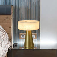 Lampe de table LED moderne et simple en albâtre espagnol et cuivre, lumière blanc chaud, AC 220V, éclairage décoratif pour la maison