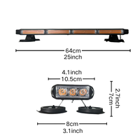 Barre lumineuse d'avertissement LED ambre double face 12V 24V à fixation magnétique sur toit, clignotante, pour camions de remorquage et véhicules utilitaires