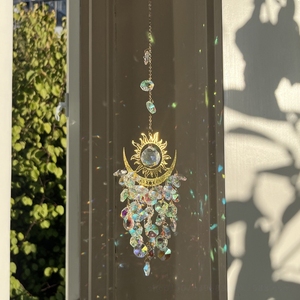 Campana de Viento de Cristal Sol y Luna al por Mayor en Stock, Atrapasueños de Ojo Turco Colgante para Decoración de Jardín y Ventana - Product Image 5