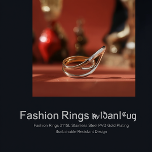 Fashion <b>Rings</b> 316L Stainless Steel PVD Gold Plating Sustainable Resistant Design - Product Image 3