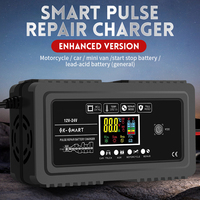 Pulse perbaikan Digital, pengisi daya baterai asam timbal Gel AGM mobil pintar 12V 12a 24V 6A