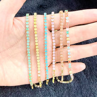 CH-LHB1487 Elegantes Vergoldetes Buntes CZ Tennis-Armband Modisches Damen Candy-Color CZ Tennis-Uhrenarmband Großhandel