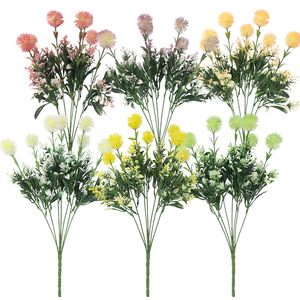 Bouquet de fleurs artificielles classiques en plastique, pompons de <span class=keywords><strong>jasmin</strong></span> multicolores, verdure réaliste et écologique pour la maison et l'intérieur - Product Image 1