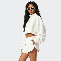 Ensemble de sweat-shirts à manches longues pour l'automne, style Old Money, avec cordon de serrage, sportif-casual, preppy, style tennis, coupe ajustée, sweat-shirt et short au niveau du genou