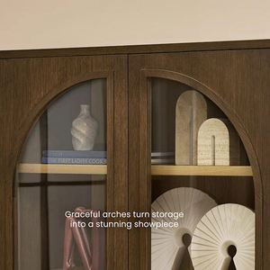 Meuble TV de style américain en bois massif avec design arqué, console de contrôle multimédia, armoire de rangement simple et armoire à vaisselle - Product Image 6