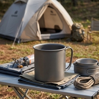 Tasse de camping Ti-King ultralégère en titane pur, multi-capacités, à paroi simple, avec poignée pliable, pour randonnée et cuisson sur feu ouvert