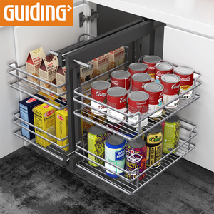 Cajones Esquineros Deslizantes de <span class=keywords><strong>Metal</strong></span> de Diseño Moderno, Cierre Suave, Esquina Mágica para Gabinetes de Cocina, Fácil Instalación, Hoteles - Product Image 1