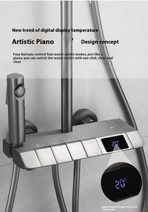 Moderne Witte Temperatuur Display Douche Systeem Regenval Muur Gemonteerde Badkamer Douche Kraan Piano Douche Set - Product Image 5