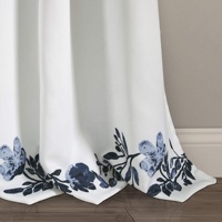 Rideaux occultants Bindi en gros, motif floral personnalisé, pour salon, bleu marine et blanc, certifiés OEKO-TEX