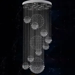 Modern E14 LED Crystal Chandelier Pendant Light Dining Hotel Lobby Decoration K9 Crystal Glass Steel Hanging Light