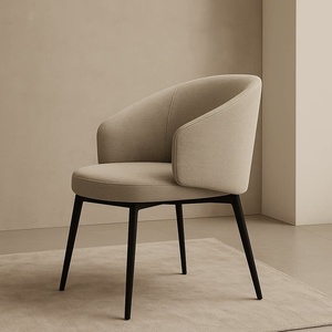 Silla de Comedor Giratoria Moderna Minimalista Italiana con Respaldo de Tela y Estructura Metálica, Personalizable para el Hogar o el Estudio - Product Image 1