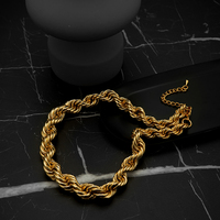 Collier en laiton plaqué or 18 carats, chaîne torsadée irrégulière et creuse, style hip-hop pour femmes, P243464