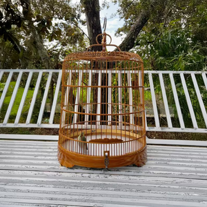 Cage à oiseaux en bambou fabriquée à la main ODM OEM Nichoir en bois vintage pour décor de jardin asiatique Lits pour animaux de compagnie - Product Image 4