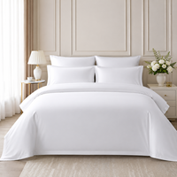 Parure de lit de luxe pour hôtel en coton égyptien 100% tissé – Drap plat, housse de couette, taie d'oreiller – Draps blancs écologiques 400 fils/cm²