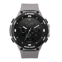 Jam Tangan Digital TOMI Sport LED Layar Ganda Sederhana Multi-fungsi Fitur Stopwatch Diameter Dial 50mm Tali Kulit Hangzhou