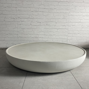Table basse ronde en micro-ciment et fibre de verre, style minimaliste de luxe pour salon - Product Image 4