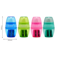 Taille-crayon Guai Guai Bear ovale à double trou en TPR, gomme transparente non toxique 4 couleurs pour enfants, idéal pour l'école