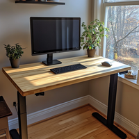 Bureau debout en bois massif avec 2 moteurs réglable en hauteur pour meubles de bureau à domicile finition UV couleur naturelle