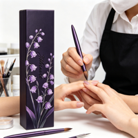 Pinceau à ongles en acrylique avec manche métallique violet, logo personnalisé, 100% pur Kolinsky, pour la pose d'ongles en acrylique - Vente en gros